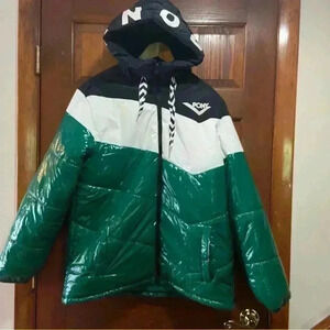 RARE Pony City Wings Men's Puffer Jacket Size Med Green/Black &White